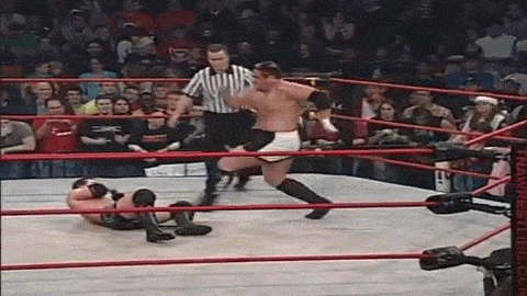 A.J. Styles suffers getting squashed by the full weight Samoa Joe
